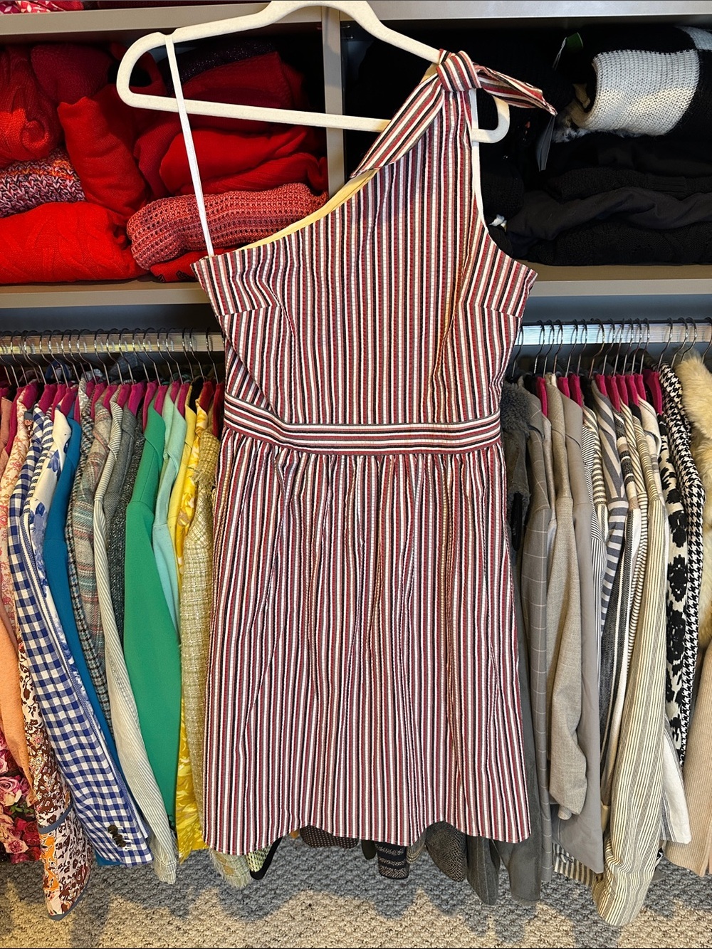 Loft multicolored striped one shoulder side zipper closure dress size 2